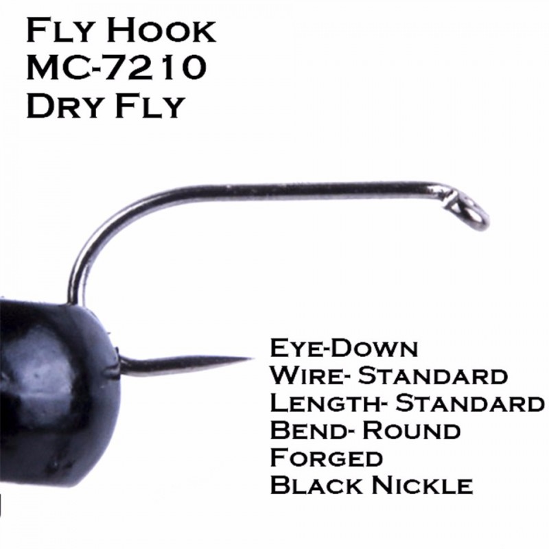 100Pcs Fly Tying Hook Fish-Friendly Barbless Dry Fly 12#/14#/16# MC-7210  High Grade Carbon Steel Fly Hook