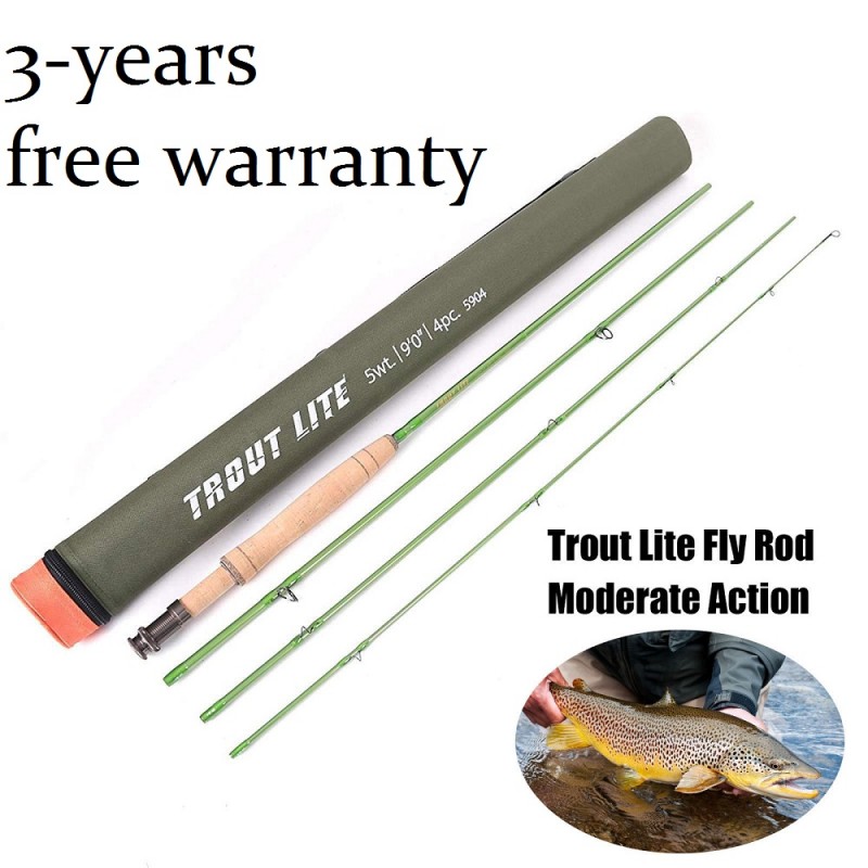 Trout Lite Fly Fishing Rod IM12 Graphite 4-piece-designed for the trout  angler-Moderate Action,Light Presentation with Cordura T