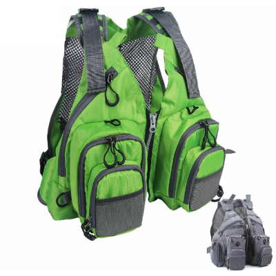 Fly Fishing Mesh Vest Adjustable Mutil-Pocket Outdoor Sport Backpack