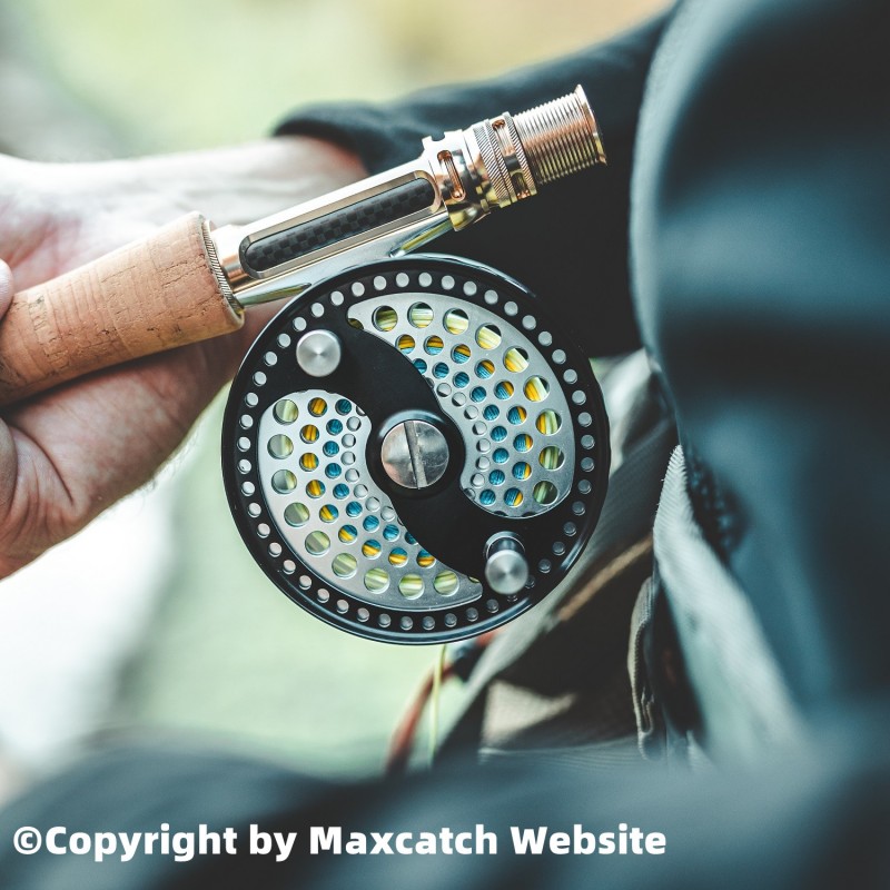 Maximumcatch Automatic Fly Fishing Reel Y4 70 2+1 BB Super Light Aluminum  Fly Reel Black/Gold Color