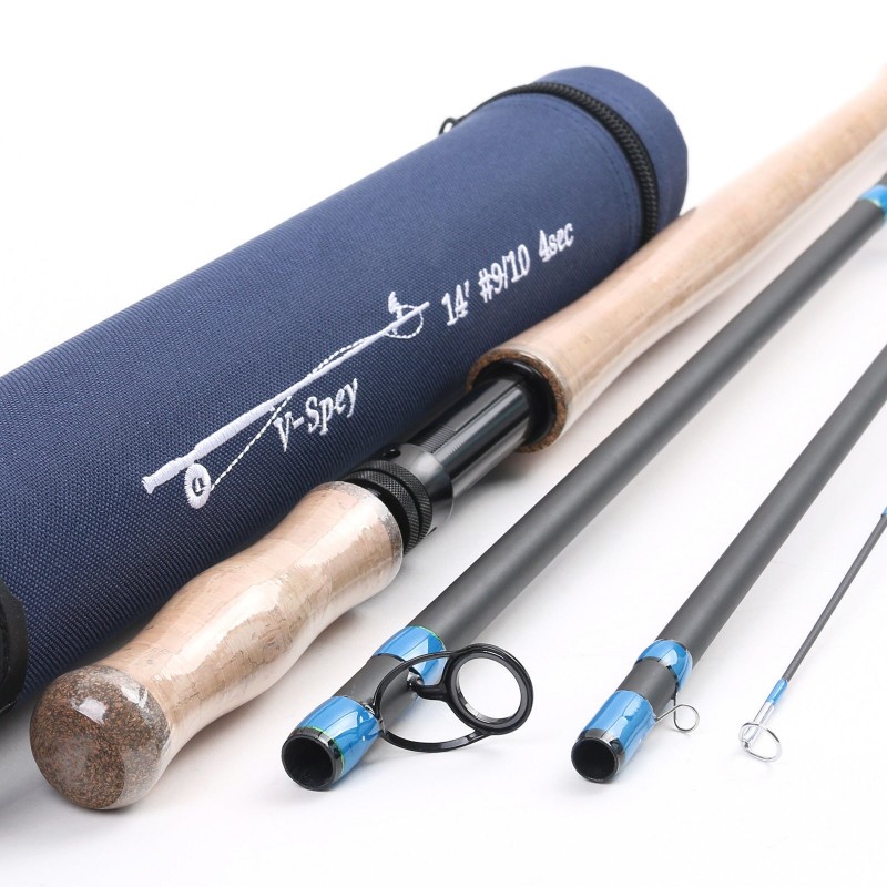 Spey Fly Rod 4-piece Carbon Spey Rod Fly Fishing with Cordura  Tube(Size:7/8/9 wt)