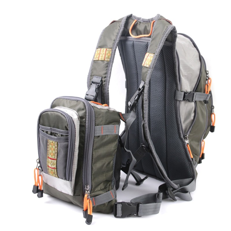 FCO Adjustable Nylon Fly Fishing Sling Pack Fishing Bag With Fly Patch 