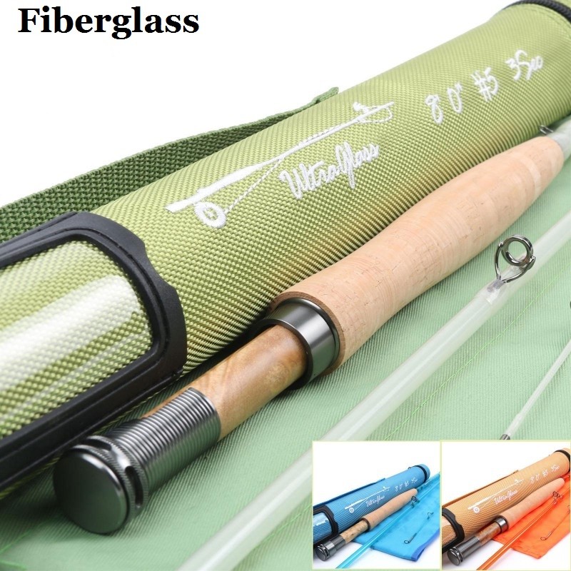 8FT 5WT 3 Sections Fly Rod Transparent Fiberglass Three Colors Fly Fishing  Rod With Cordura Tube
